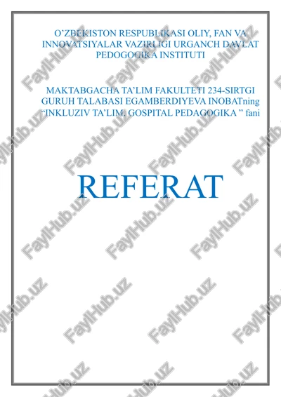 o'zbekistonda inklyuziv ta'limning me’oriy-huquqiy nizomlarini tashkil qilish — DOCX