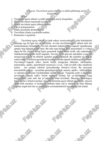 tasvirlarni qayta ishlash va tahlil — PDF