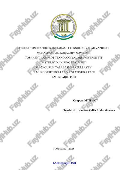 tanlanmani boshlang‘ich statistik tahlili — DOCX