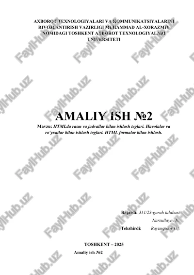htmlda rasm va jadvallar bilan ishlash teglari — DOCX
