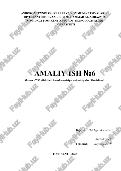 css3 effektlari, transformatsiya, animatsiyalar bilan ishlash — DOCX