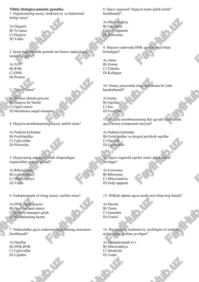 tibbiy biologiya,umumiy genetika — DOCX