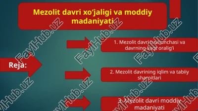mezolit davri xo'jaligi va moddiy madaniyati — PPTX