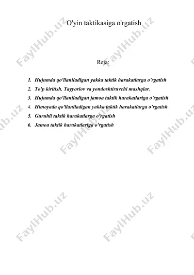 o'yin taktikasiga o'rgatish (voleybol) — DOC