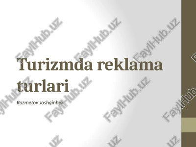 turizm dareklama turlari — PPTX