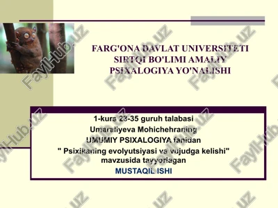 psixikaning evolyutsiyasi — PPTX