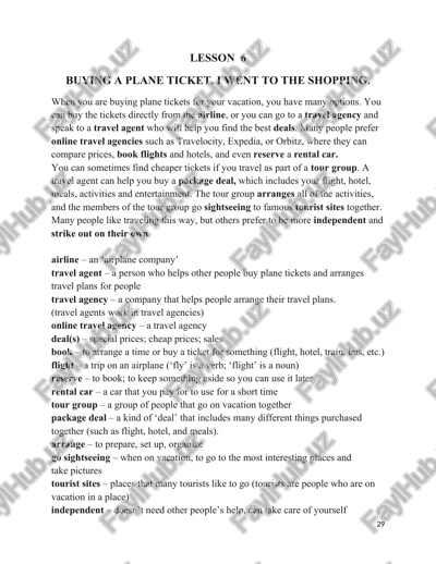 buying a plane ticket lesson — DOCX
