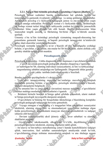 psixologik xizmatning o’zigaxos jihatlari — DOCX