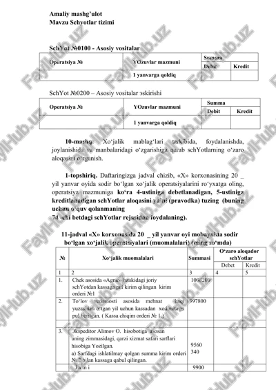 schyotlar tizimi — DOCX