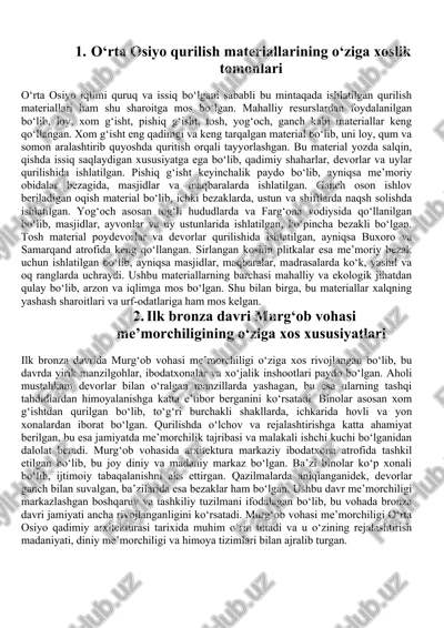 o‘rta osiyo qurilish materiallarining o‘ziga xoslik tomonlari — DOC