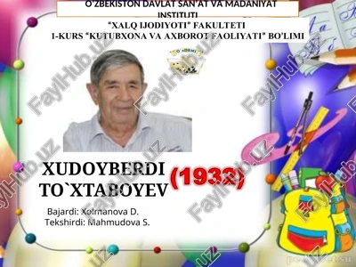 xudoyberdi to`xtaboyev — PPT