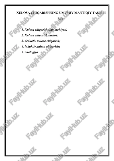xulosa chiqarishning umumiy mantiqiy tasnifi — DOCX