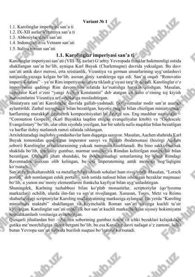 karolinglar imperiyasi san’a ti — DOCX