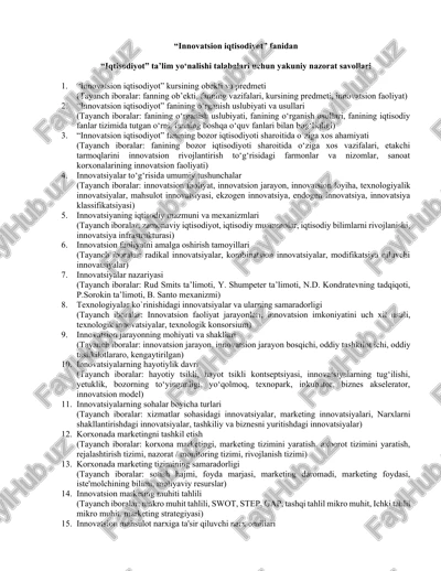 innovatsion iqtisodiyot — DOCX
