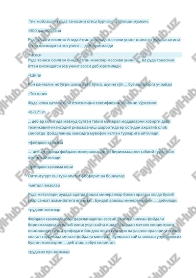 foydali kazilmalar — DOCX
