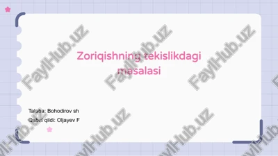 zoriqishning tekislikdagi masalasi — PPTX