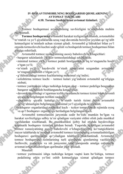 tormoz boshqarmasi avtomat tizimlari — DOCX