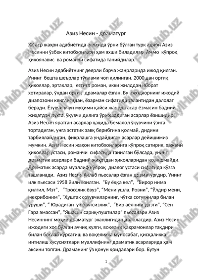 aziz nesin - dramaturg — DOCX