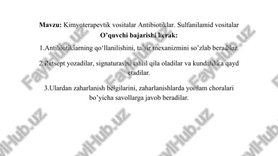 kimyoterapevtik vositalar antibiotiklar va sulfanilamid vositalar — PPTX