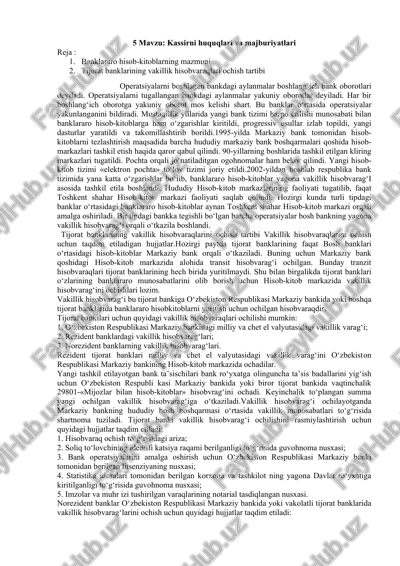 kassirni huquqlari va majburiyatlari — DOCX