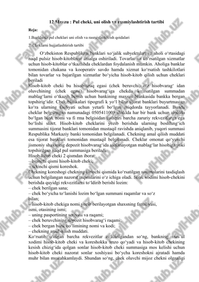 hisob-kitob cheklari — DOCX