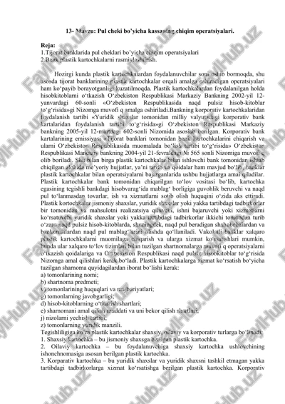 bank plastik kartochkalari — DOCX
