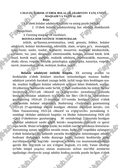 o'zbek bolalar adabiyoti fan — DOCX