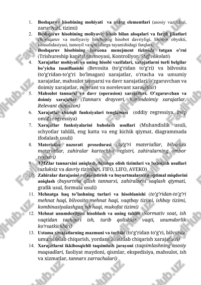boshqaruv hisobi va moliyaviy hisob — DOCX