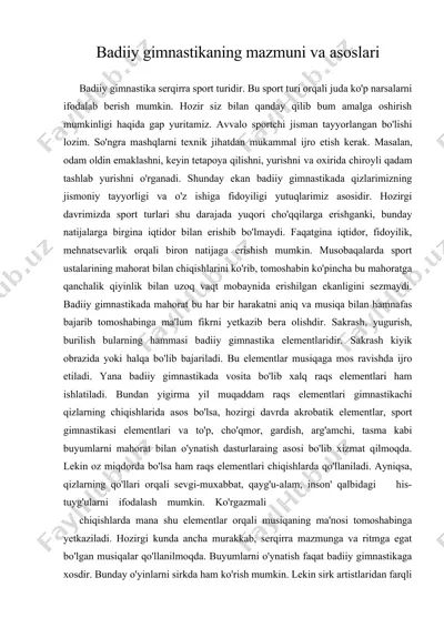 badiiy gimnastikaning mazmuni va asoslari — DOC