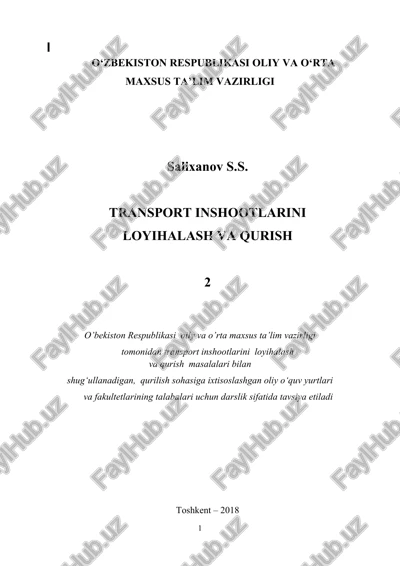 transport inshootlarini loyihalash va qurish — DOCX