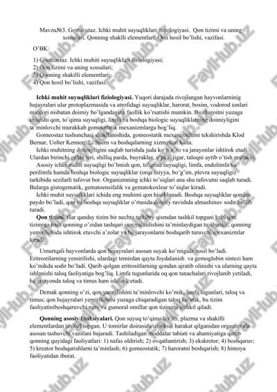 gomeostaz. ichki muhit suyuqliklari fiziologiyasi — DOCX