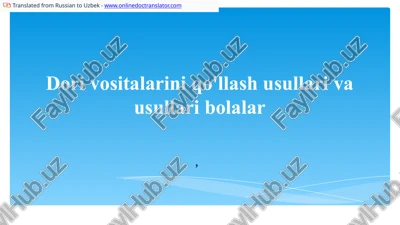 dori vositalarini qo'llash yo'llari — PPTX