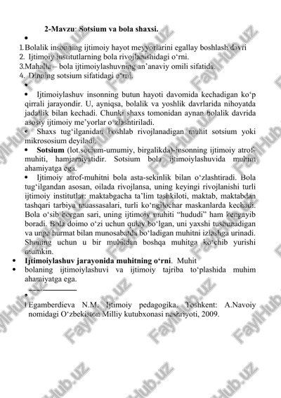 sotsium va bola shaxsi — DOCX