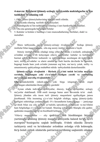 bolalarni ijtimoiy-axloqiy tarbiyasida maktabgacha ta`lim tashkiloti va oilaning roli — DOCX