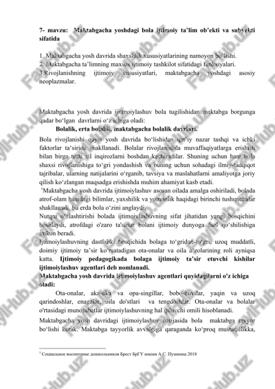maktabgacha yoshdagi bola ijtimoiy ta’lim ob’ekti va subyekti sifatida — DOCX