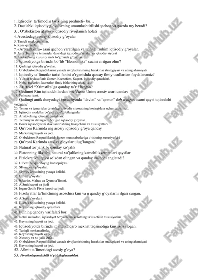 iqtisodiy ta'limodlar tarixi — DOC