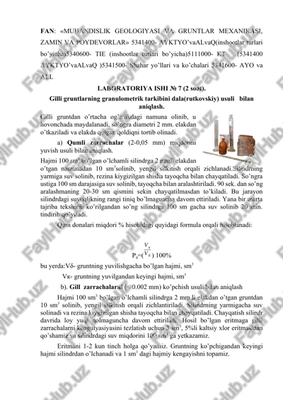 muhandislik geologiyasi va gruntlar mexanikasi, zamin va poydevorlar — DOCX