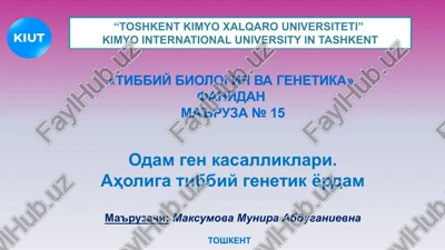 tibbiy biologiya vagenetika — PPT