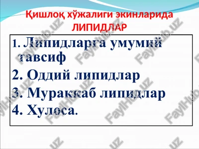 lipidlar (lipidlar) — PPT
