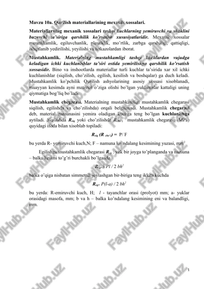 qurilish materiallarining mexanik xossalari — DOCX