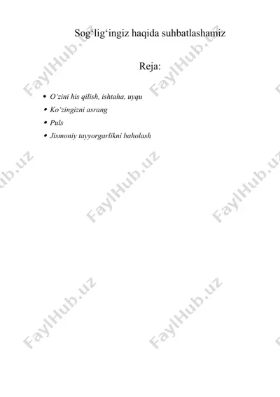 sog‘lig‘ingiz haqida suhbatlashamiz — DOCX