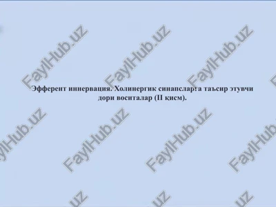 efferent innervatsiya. xolinergik sinapslarga ta'sir etuvchi dori vositalar (ii qism) — PPTX