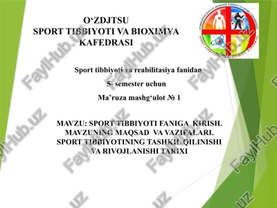sport tibbiyoti va bioximya — PPTX