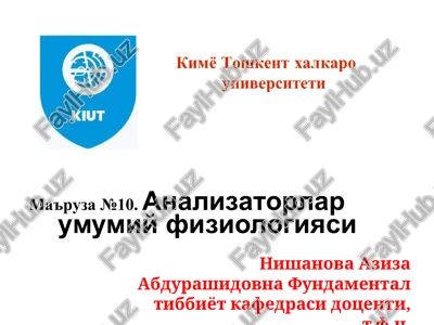 analizatorlar umumiy fiziologiyasi — PPTX