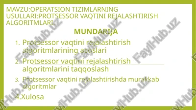 protsessor vaqtini rejalashtirish algoritmlari — PPTX