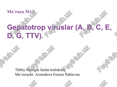 gepatotrop viruslar (a,v,s,e,d, g, ttv) — PPTX