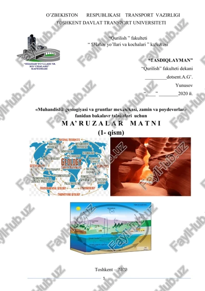 muhandislik geologiyasi va gruntlar mexanikasi, zamin va poydevorlar — DOCX