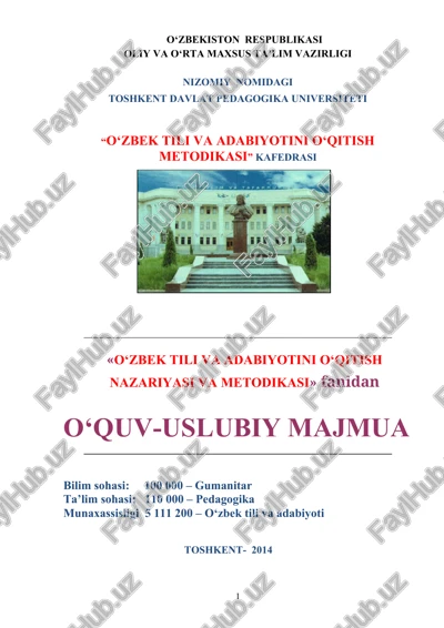 o‘zbek tili va adabiyotini o‘qitish nazariyasi va metodikasi — DOCX