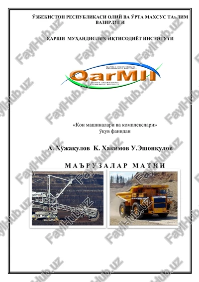 kon mashinalari va komplekslari — DOCX