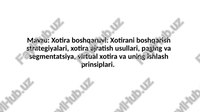 xotiraboshqaruvi:xotiraniboshqarishstrategiyalari — PPTX